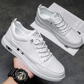 Tênis Masculino de Couro Sport FlatUp® + Pulseira de Prata de Brinde - Ride Up 