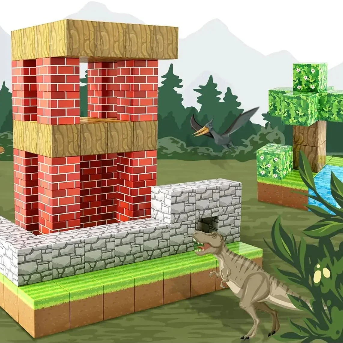 Blocos de Construção Magnética CraftUp - 100 Peças