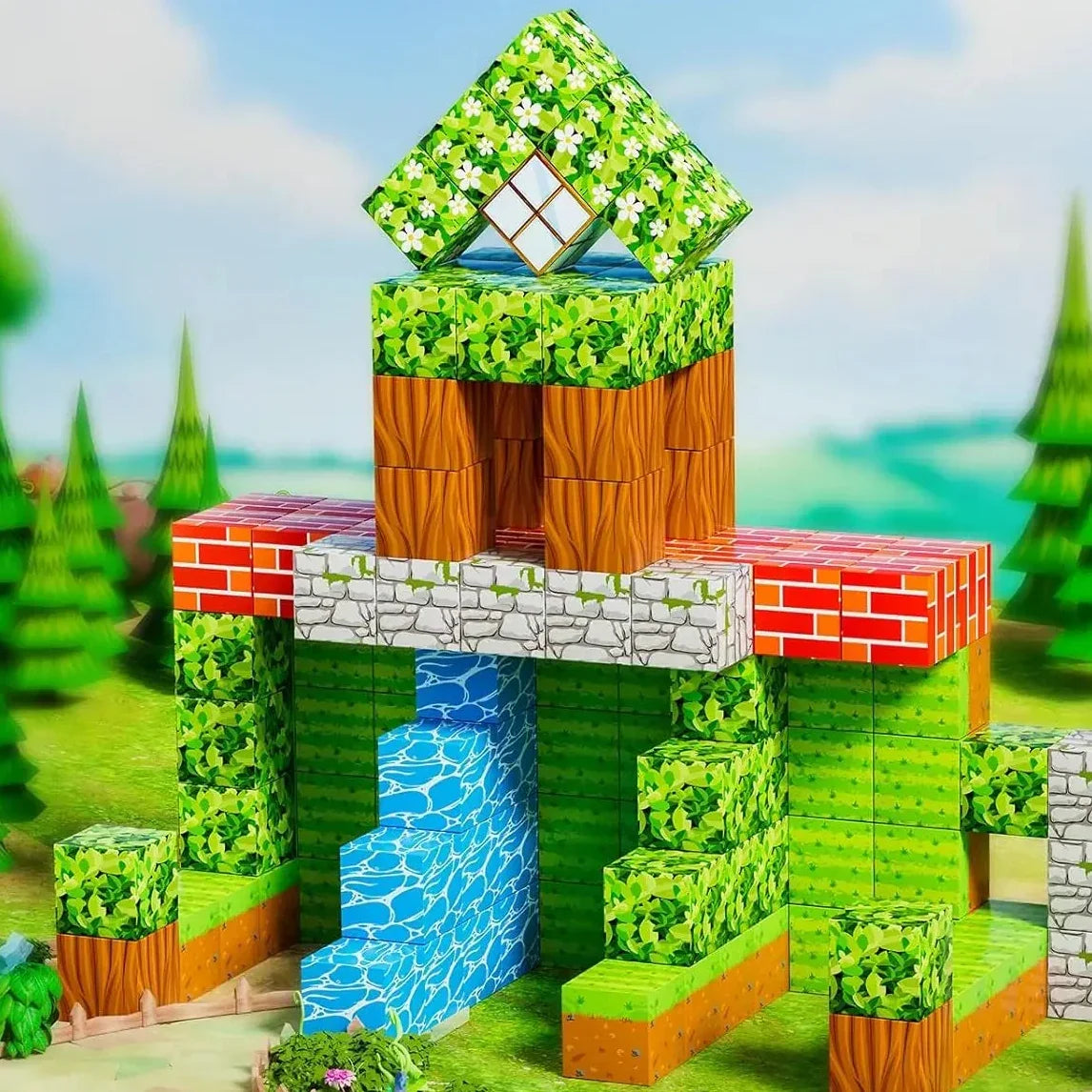 Blocos de Construção Magnética CraftUp - 100 Peças