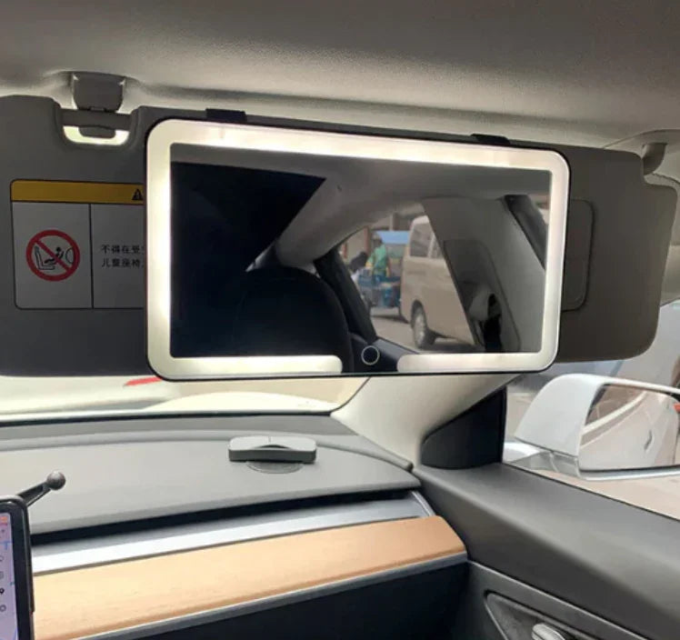 Espelho de Maquiagem Para Carro Com LED