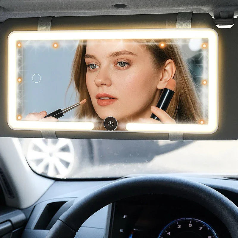 Espelho de Maquiagem Para Carro Com LED